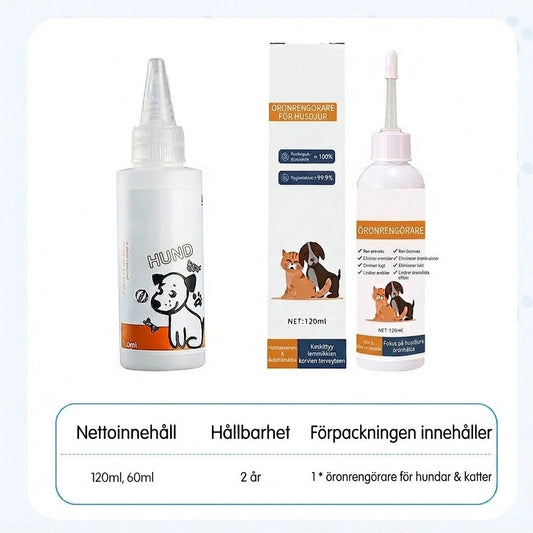 🐾 KÖP 2, FÅ 1 GRATIS! ✨ Öronrengöring för husdjur – Mild formula med lugnande aloe vera för hundar och katter, förebygger infektioner och dålig lukt 🌿👂