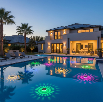 AQUALUME™ | Flytande Solcellsdriven Poolbelysning