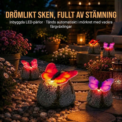 LunaGlow™ | Soldriven trädgårdssten med inbyggd lysande fjäril