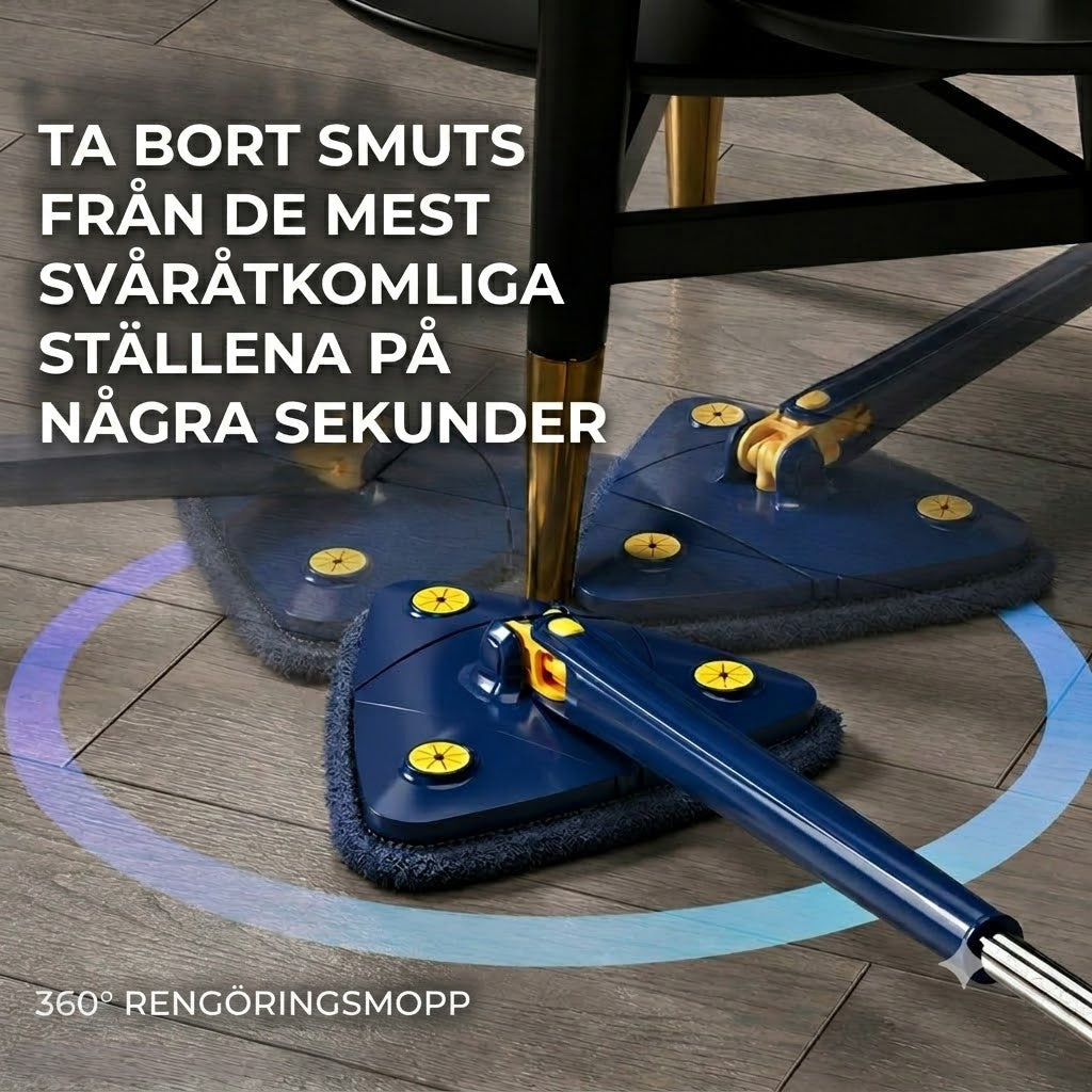 DrejmeMoppe™ Urvridbar 360° mopp med triangelhuvud – inkl. 2 moppdukar