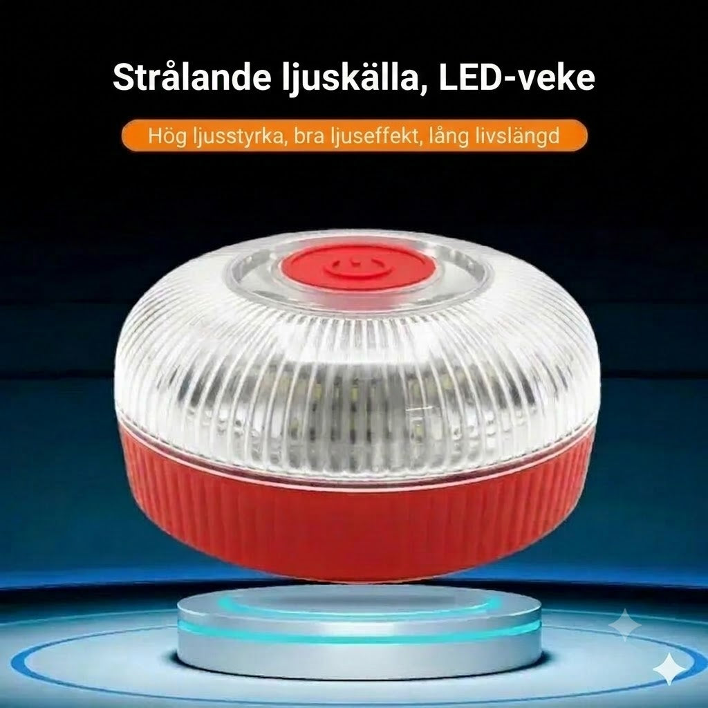 V16 Stroboskopiskt ljusband med kraftfull magnet vid batteribas