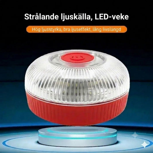 V16 Stroboskopiskt ljusband med kraftfull magnet vid batteribas