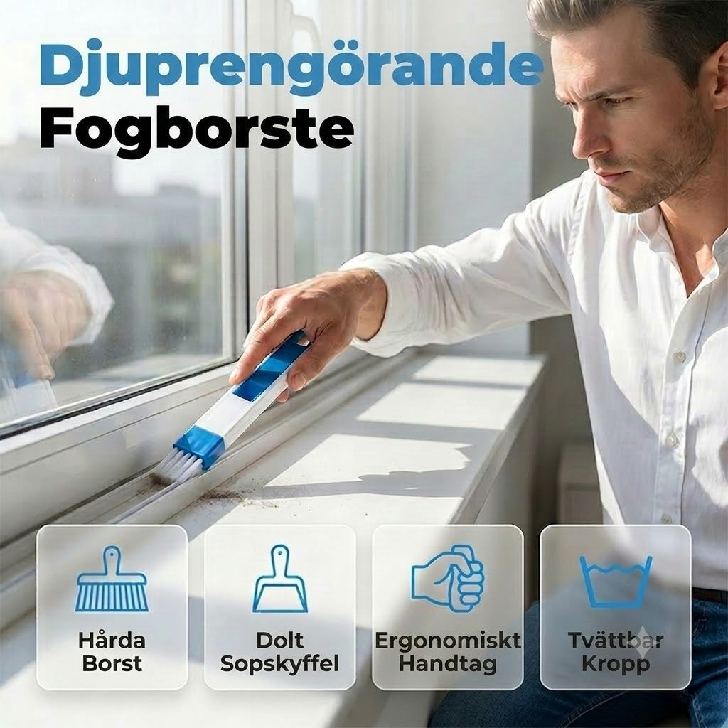 2-i-1 Rengöringsborste för skåror, springor & fogar – Exakt och enkel rengöring – Idealisk för fönster, spår och svåråtkomliga hörn 🧹🏠