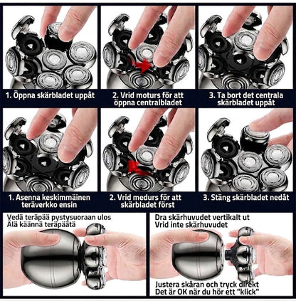 💪 7D Flexibelt rakapparatset | 5-i-1 Multifunktion⚡ Trådlös laddning + LED-batteriindikator🚿 Våt- och torrakning · Tvättbar🪐 Perfekt för resan