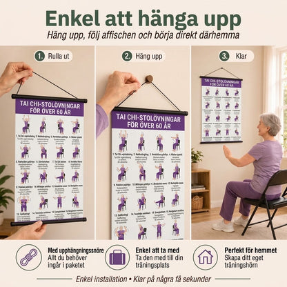 Tai Chi stolträning – Set med 2 affischer för enkel hemmaträning (60+)