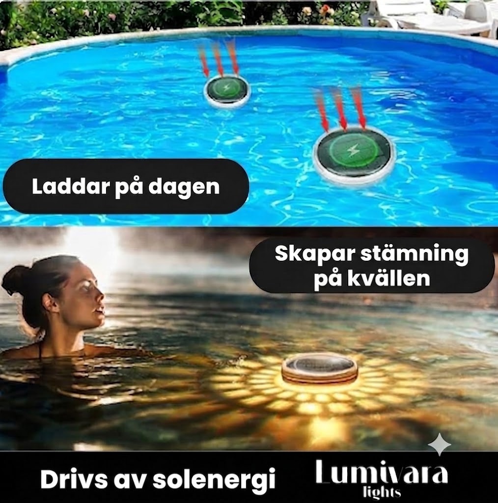 AQUALUME™ | Flytande Solcellsdriven Poolbelysning