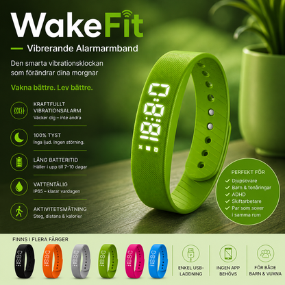 WakeFit – Vibrerande alarmarmband | Den smarta vibrationsklockan som förändrar dina morgnar