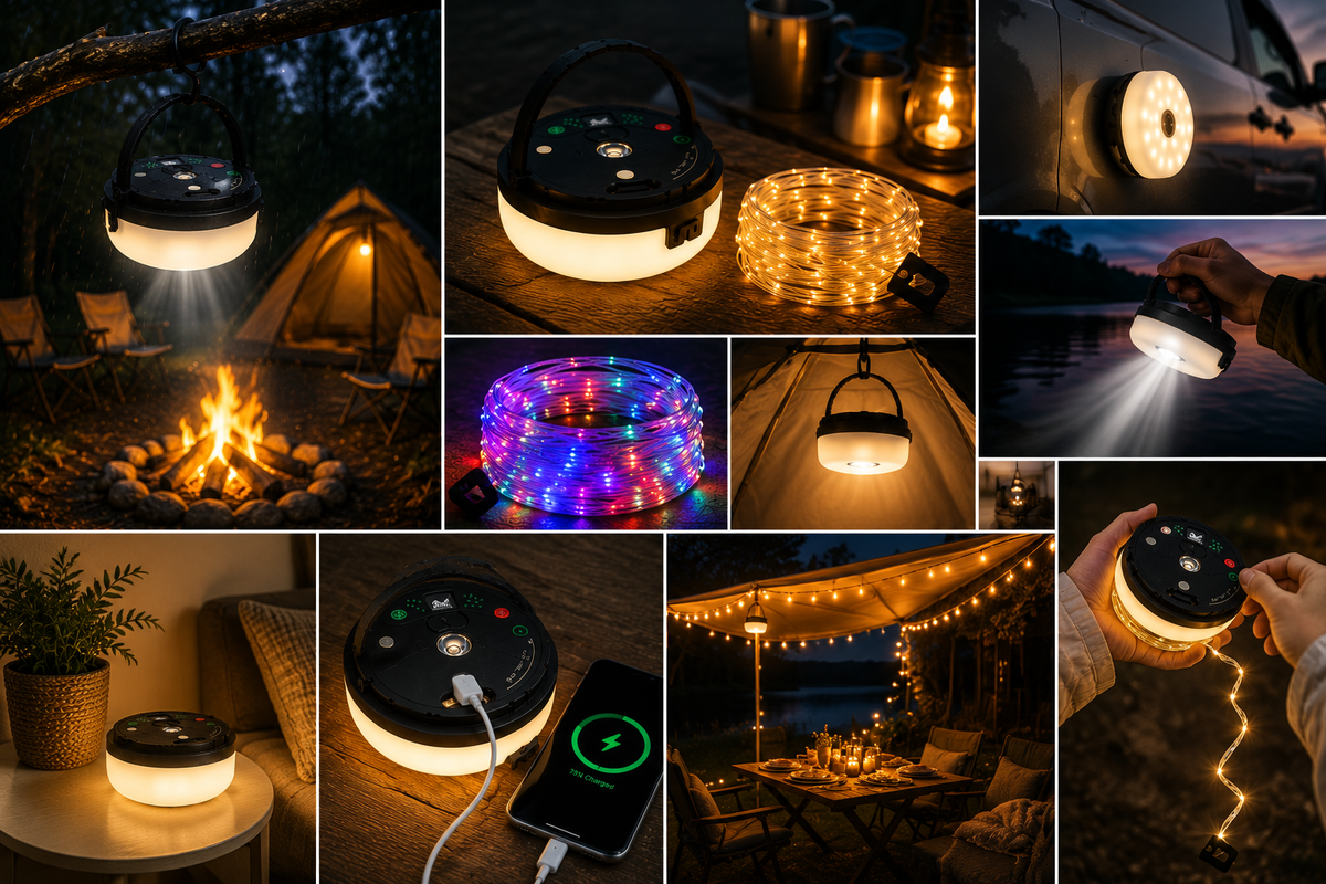 CampGlow PRO – 4-i-1 uppladdningsbar campinglampa