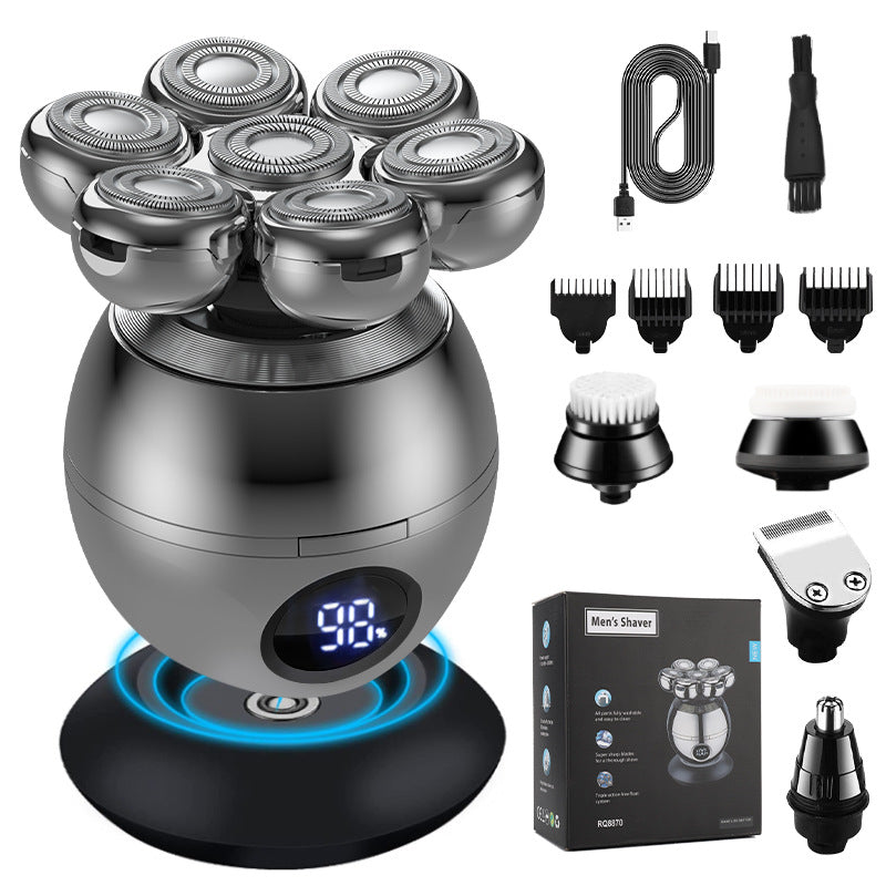 💪 7D Flexibelt rakapparatset | 5-i-1 Multifunktion⚡ Trådlös laddning + LED-batteriindikator🚿 Våt- och torrakning · Tvättbar🪐 Perfekt för resan