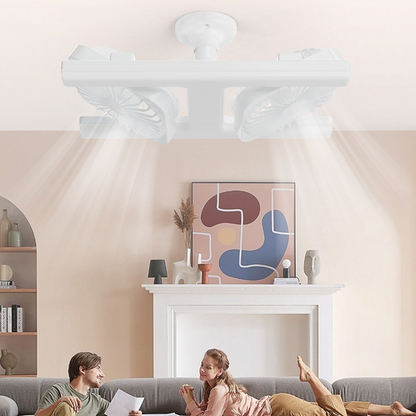 Takfläkt med dubbla huvuden och LED-belysning – modern design med fjärrkontroll för vardagsrum och sovrum