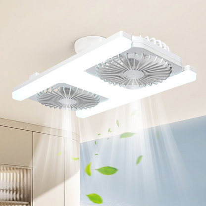 Takfläkt med dubbla huvuden och LED-belysning – modern design med fjärrkontroll för vardagsrum och sovrum