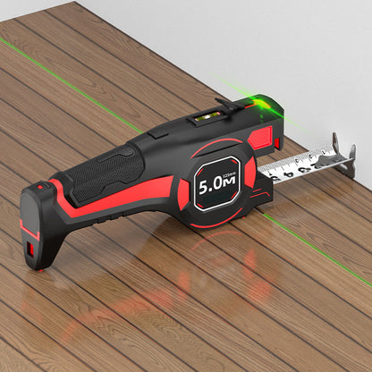 Måttband med laserguide och vattenpass