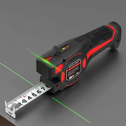 Måttband med laserguide och vattenpass